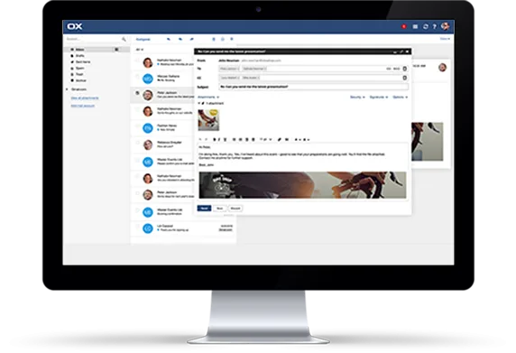 OX App Suite webmail on a desktop screen