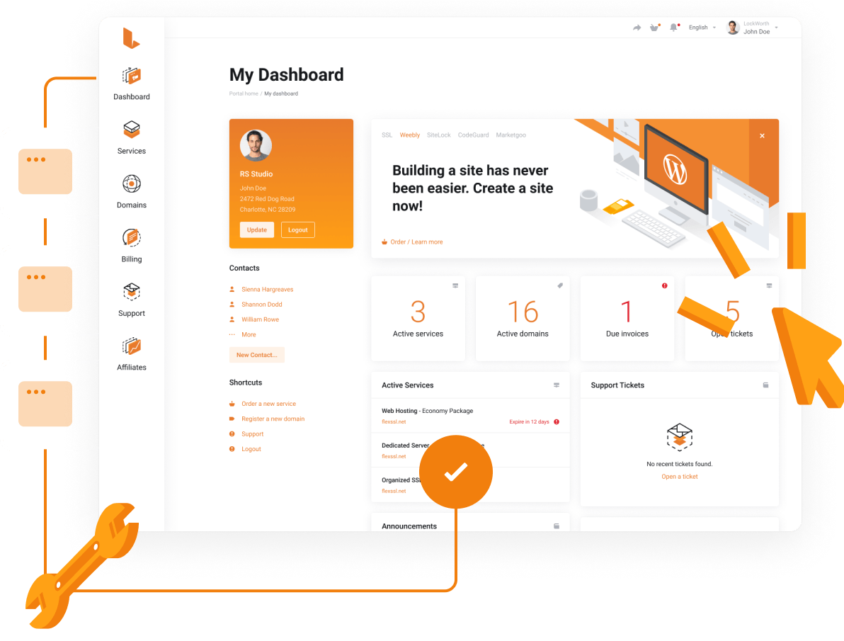 Super easy control panel to manage all your services